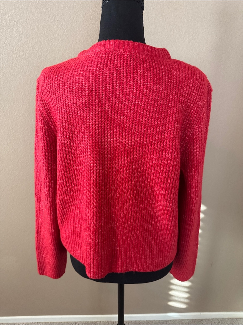 Pink Rose Red Ribbed Button-Front Cardigan - Picture 8 of 9